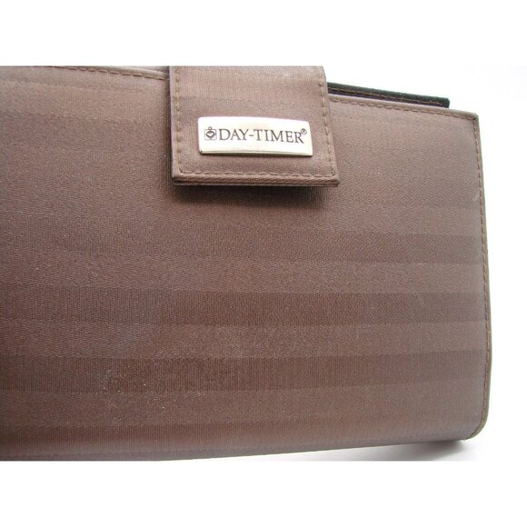Day-Timer Navigator Brown Satin Striped Planner Binder 6 Rings Snap Tab Closure - Picture 3 of 15